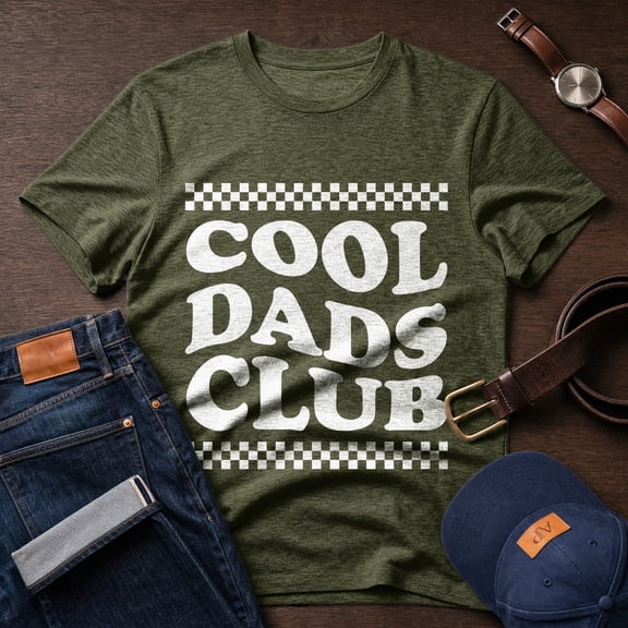 Jollimate Cool Dads Club T-Shirt, Vintage Retro Checkered Graphic Tee, Men's Shirt