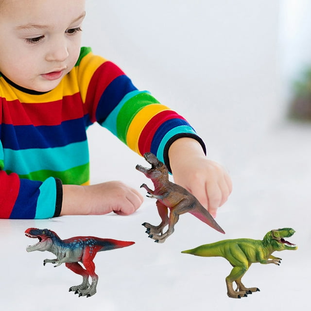 Lubelski Simulation Dinosaur Toy Vivid Look Solid Miniature Tyrannosaurus Rex Plastic Model Early Learning Educational Toy Dinosaur Statue Model Desktop Ornament Home Decoration