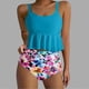 thumbnail image 1 of Traje de baño vintage estampado para mujer, traje de baño conservador, traje de baño de bikini con falda de playa estampada para mujer, traje de baño de nailon para mujer, 1 of 4