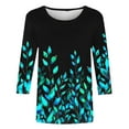 thumbnail image 4 of Tnhcen Women's Fall Vintage Print Crewneck 7/8 Sleeve Basic T-Shirt - Plus Size Friendly Autumn Casual Tops S-5XL, 4 of 5