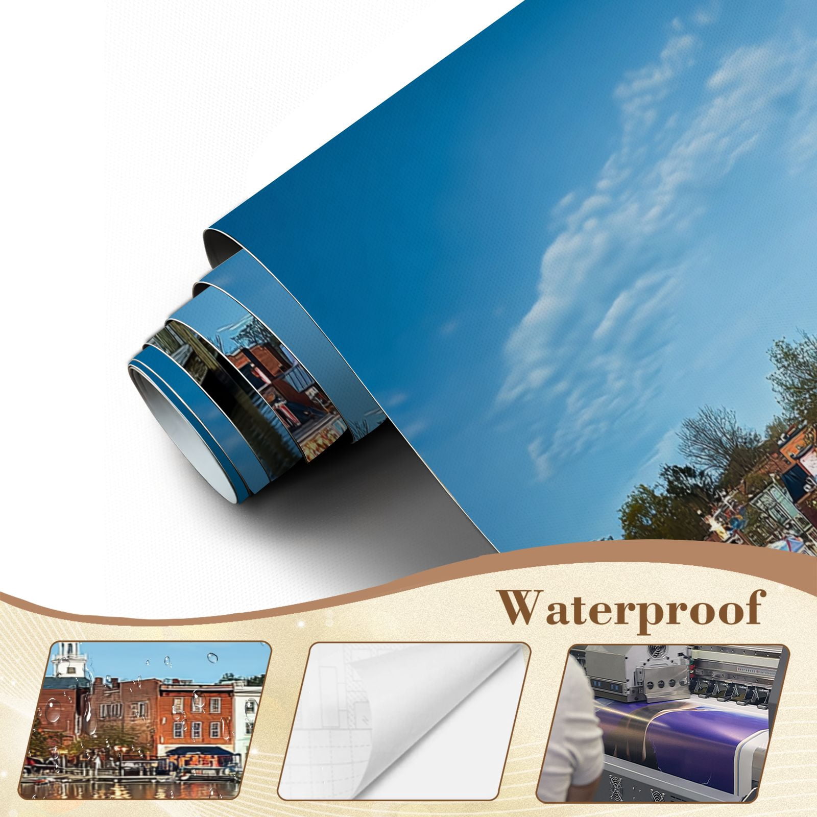 Wallpaper View boats by Annapolis Harbor city Peel and Stick Wall Murals 69"H x 96"W Removable PVC Wall Paper Self-Adhesive Wall Paintings Art Decor for Bedroom Living Room