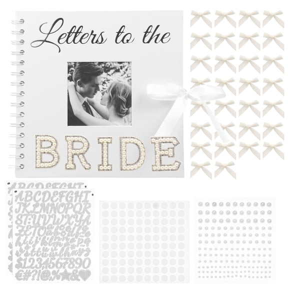 DIY Wedding Memory Book Kit 8 x 8 Inch Spiral Blank Guest Book Customizable Bride Scrapbook Album Letters to The Bride Scrapbook for Wedding Keepsake Party Souvenir