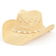 thumbnail image 2 of Western Cowgirl Hat, Straw Cowboy Hat for Women with Shapeable Brim, Beaded Hearts Trim, Shapeable Cowboy Hat, 2 of 6
