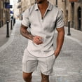 thumbnail image 2 of Conjuntos de Tops Para Hombre Conjuntos de Camisas Casuales Conjunto de Manga Corta Deportiva Con Cremallera de Cobertura Sólida Informal Odeerbi ODB152043, 2 of 5