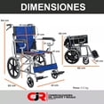 thumbnail image 3 of Silla de Ruedas de Traslado Ligera Plegable con Freno 4x4 azul, 3 of 8