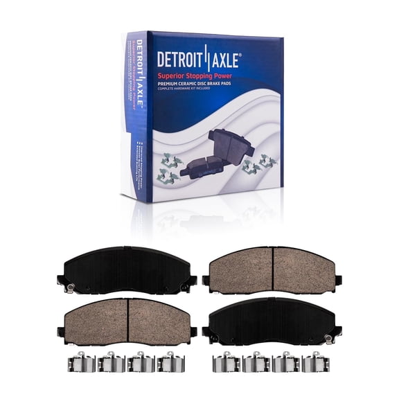 Detroit Axle - Front Ceramic Brake Pads for Chrysler Pacifica Town & Country Voyager Dodge Grand Caravan Journey Jeep Wrangler Ram C/V VW Routan