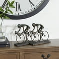 thumbnail image 2 of 16" x 8" Bronze Polystone People Sculpture with Bike, by DecMode, 2 of 8