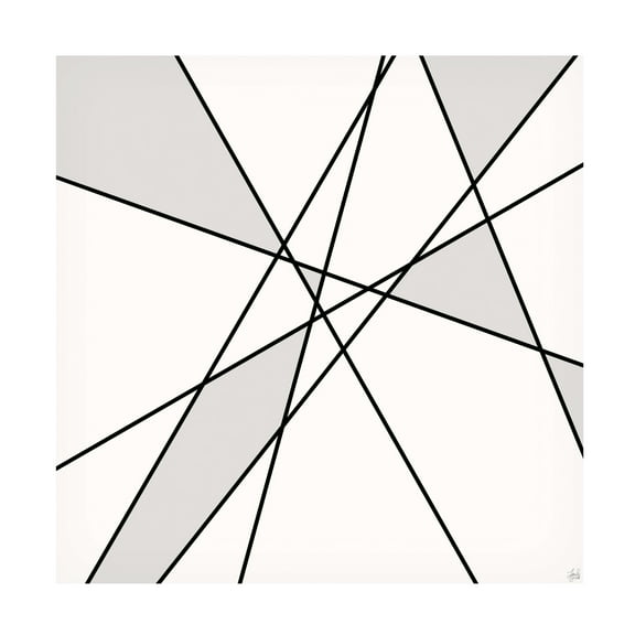 Canvas Wall Art - Line and Brush 'Line and Off White 1' Wall Art for Living Room, Bedroom, or Office Décor by Trademark Fine Art - 14 x 14 Inches