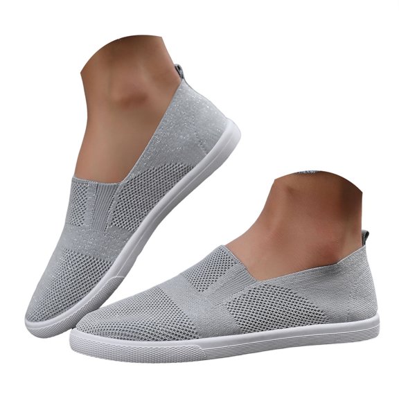 YLYL Womens Knit Flat Sneakers Breathable Mesh Slip on Comfortable Lightweight Casual Walking Shoes