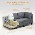 thumbnail image 4 of YODOLLA 88.6" Gray Sectional Sofa with Ottoman, L Shape Tufted Living Room Couch with Chaise, 4 of 8