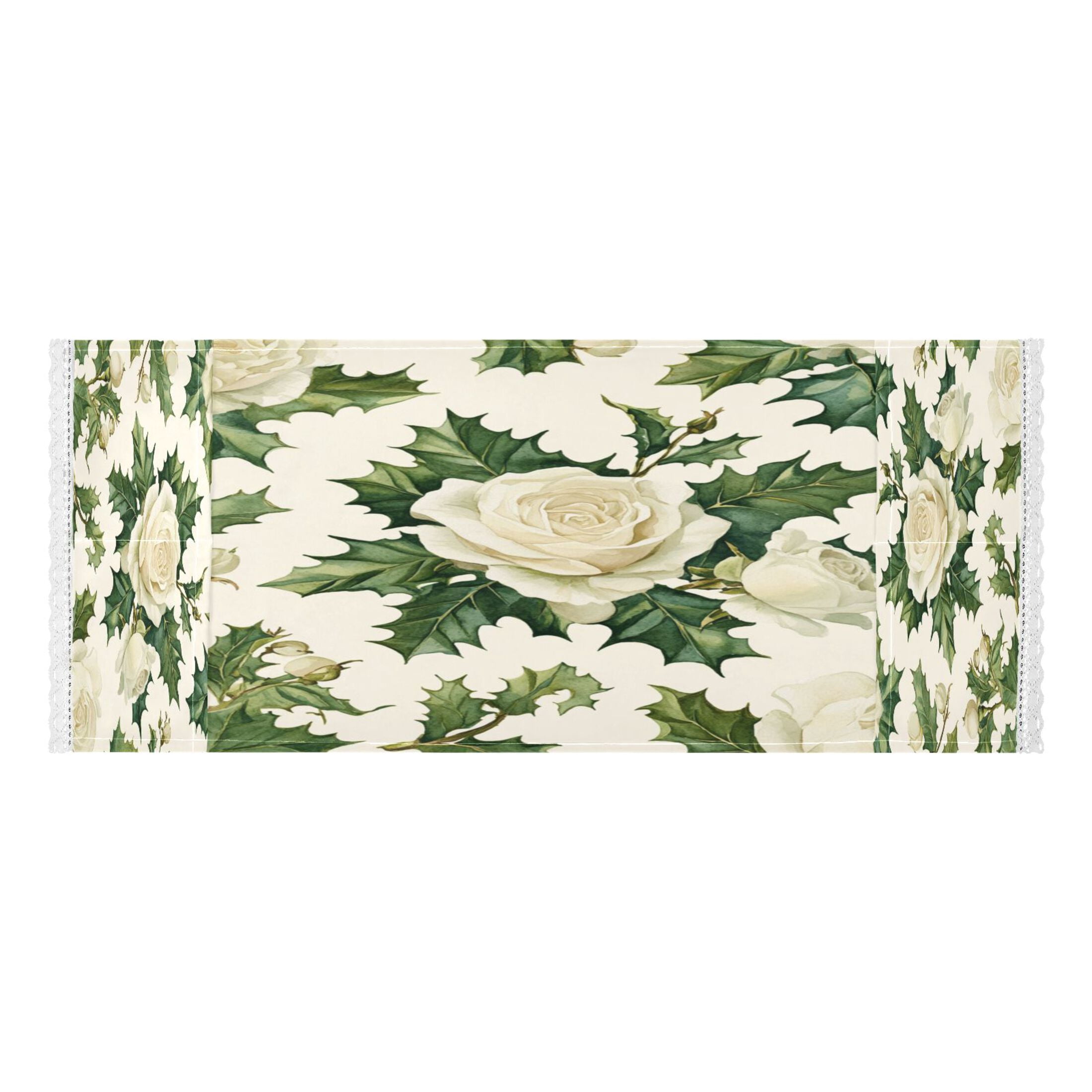 White Roses and Holly LeavesWasher and Dryer Covers Dust-Proof and Oil Resistant Fridge Cover with 4 Storage Pockets Washing Machine Top Cover for Laundry Kitchen Home 51.2 x 22 In