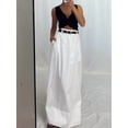 thumbnail image 4 of Women's Pockets Maxi Long High Waist Straight Skirts Floor Skirt for Casual White S, 4 of 9