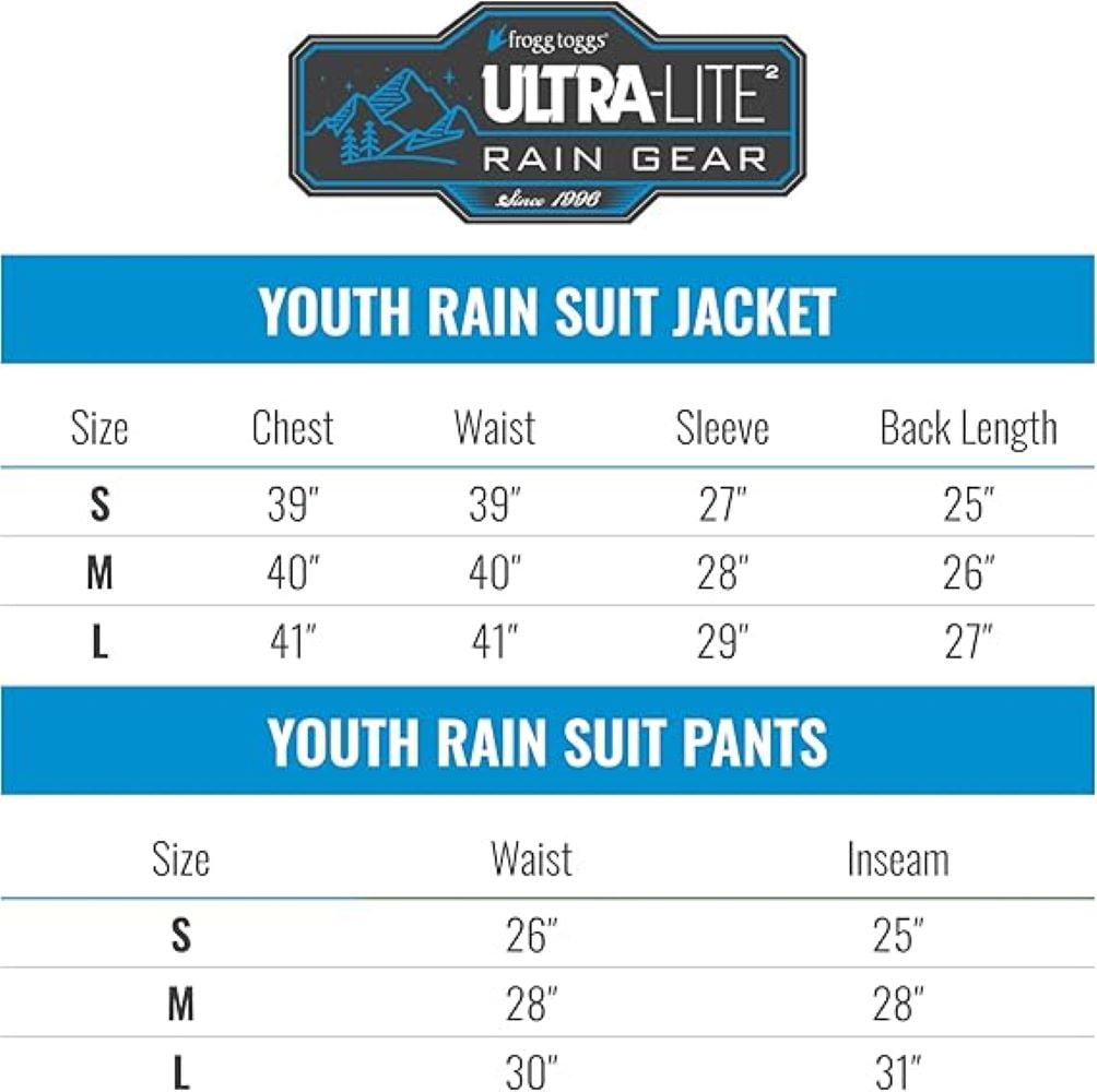 (2 pack) Frogg Toggs Ultra-Lite2 Youth Rain Suit (Youth Boys or Youth Girls)
