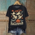 thumbnail image 2 of Towmus Halloween Shirt Women Crew Neck Shirt for Womens Cute Graphic Halloween Tshirt for Party Short Sleeve Fall Shirt Black, 2 of 4
