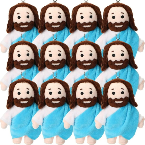 Juguete de peluche HyDren Mini Jesus, 12 unidades, a granel, color azul religioso