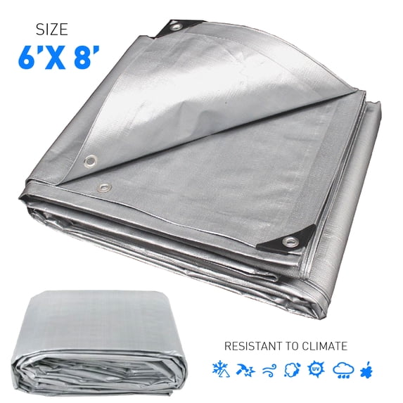 6' x 8' - Hercules Tent Shelter Tarp Cover Waterproof Tarpaulin Plastic Tarp Protection Sheet for Contractors, Campers,