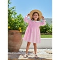 thumbnail image 4 of BemeyourBBs Kids Little Toddler Baby Girls Pink Smocked Dress Ruffle Puff Long Sleeve Doll Collar A Line Spring Dress Clothes, 4 of 8