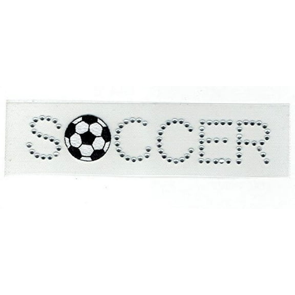 Soccer with embroidered Ball - Rhinestones - Iron On Applique Transfer