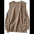 thumbnail image 4 of Suéter Sin Mangas de Cuello Redondo para Mujer, Jersey de Punto Acanalado, Chaleco Caqui XL, 4 of 7