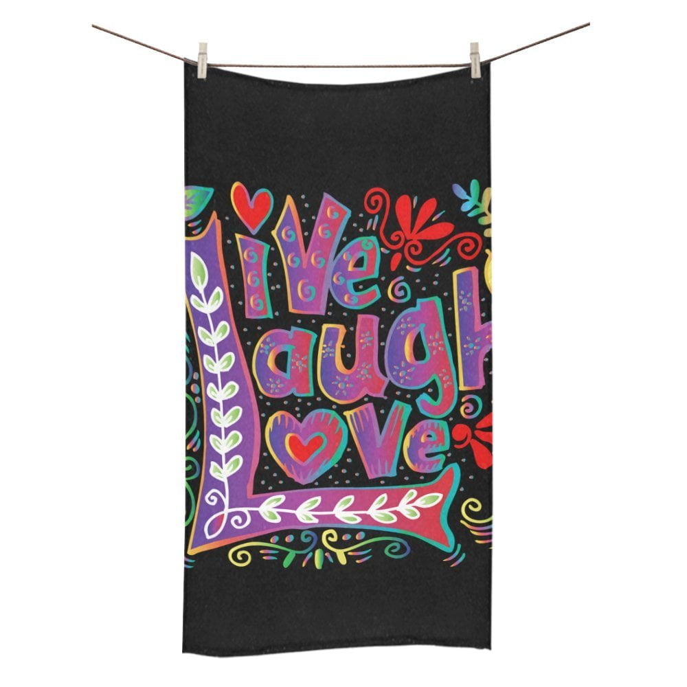 MYPOP Live Laugh Love Shower Towel Bathroom Bath Towel 30x56 inches
