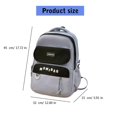 thumbnail image 3 of Trendy Contrast Color Spliced Student Daypack with Adjustable Straps for School and Casual Use Nylon Backpack Book Bag black purple, 3 of 4