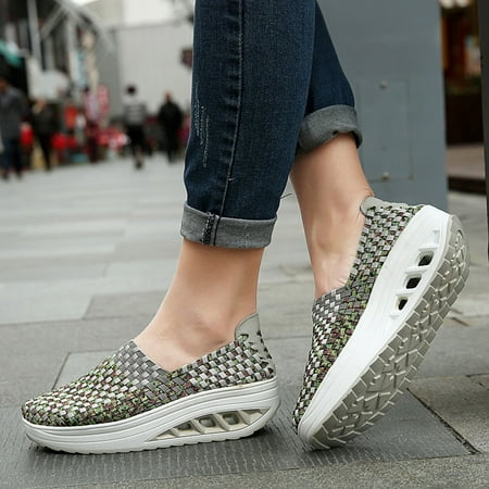 

Women Fashion Woven Shoes Leisure Wedge Sports Shoes Running Casual Shoes