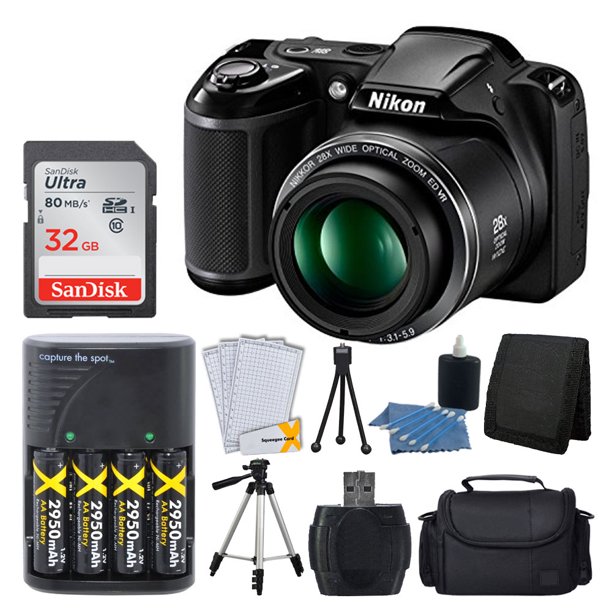 Nikon COOLPIX L340 20.2 MP Digital Camera (Black) + AA Batteries
