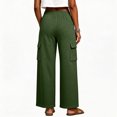 thumbnail image 5 of Women's Soft Wide Leg Cargo Sweatpants with Pockets, Elastic Drawstring Mid Waisted Casual Hiking Jogging Work Outdoor Pants for Women | UKHCCC,Army Green L, 5 of 9