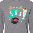 thumbnail image 4 of Inktastic Born in the 50's Record and Music Notes Long Sleeve T-Shirt, 4 of 5