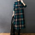 thumbnail image 4 of SMihono Womens Cotton Linen Plaid Long Sleeve Button Down Shirt Dress Oversize Trendy Casual Loose Dresses with 2 Pockets Green M, 4 of 7