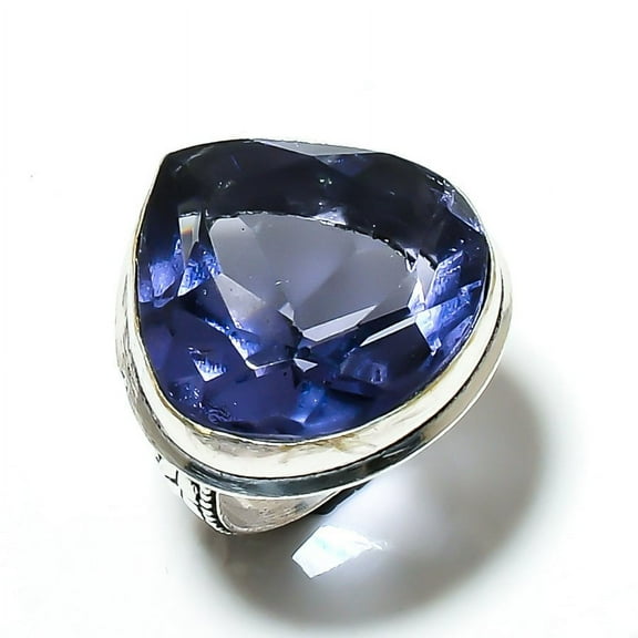 Natural Iolite Quartz Gemstone Handmade 925 Sterling Silver Ring Size 5