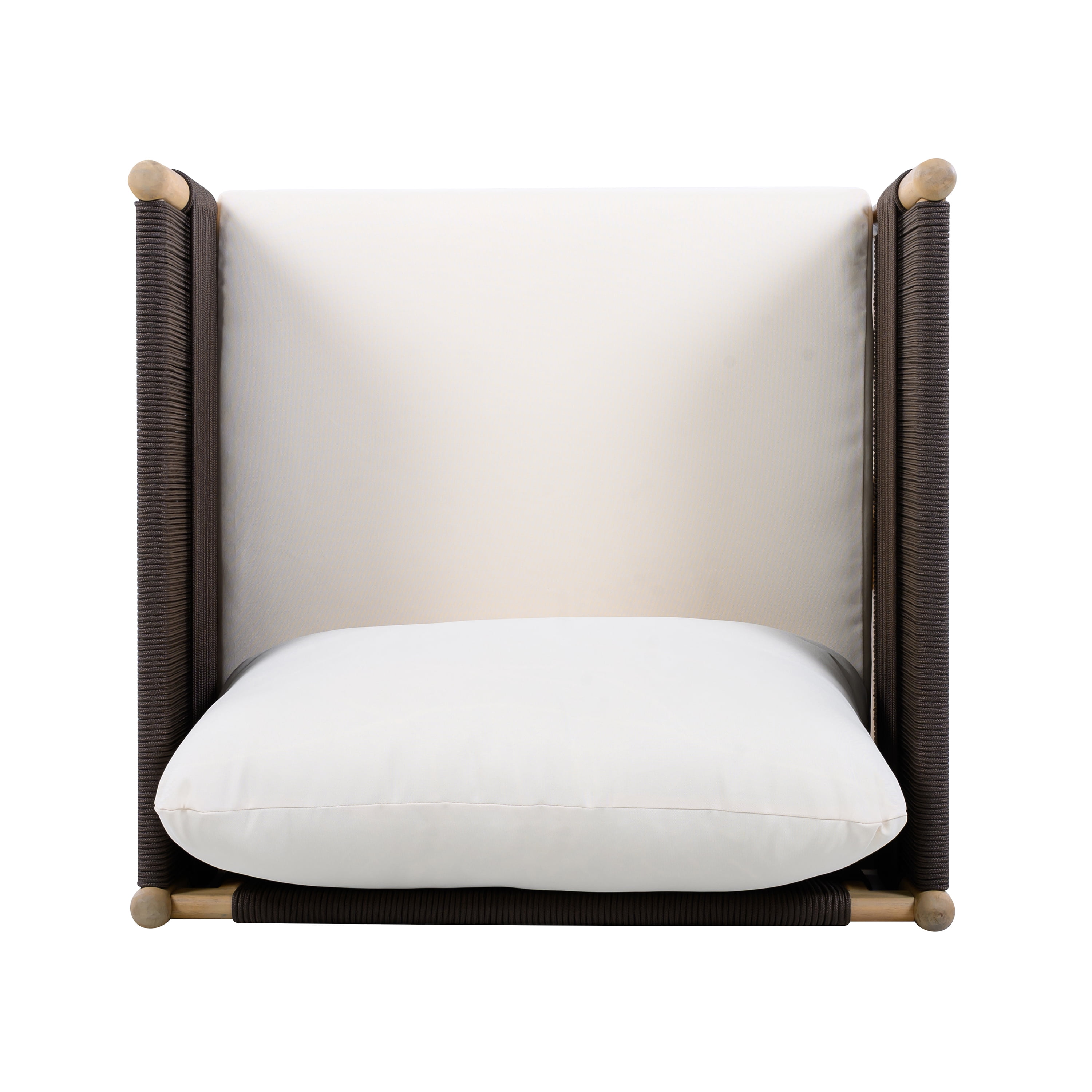 Club Chair, Outdoor Acacia Wood Chair with Diamond Rope Weave and Cushions for Patio Garden, Light Teak and Cream