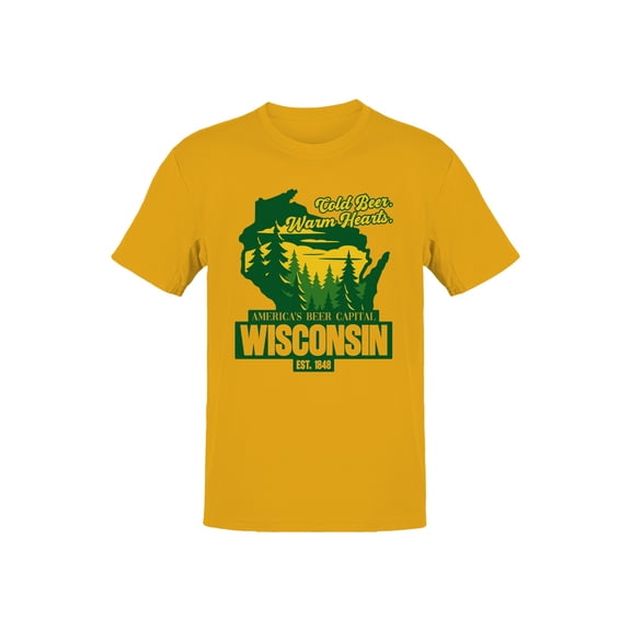 Wisconsin: Cold Beer, Warm Hearts Men's T-shirt
