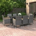 thumbnail image 1 of vidaXL 9 Piece Garden Dining Set with Cushions Poly Rattan and Glass, 1 of 4