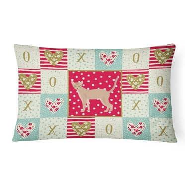 Carolines Treasures CK5540PW1216 Fawn Abyssinian Cat Love Canvas Fabric Decorative Pillow, Red, 12H x16W, multicolor