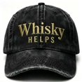 thumbnail image 2 of Washable Whiskey Embroidered Adjustable Baseball Cap Adult Outdoor Camping Hat, 2 of 4