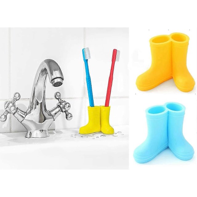 2 Pack Rain Boots Toothbrush Holder Silicone Toothbrush Holder Cute Storage Box For Your Bathroom Perfect Kids Toothbrush Holder, Multipurpose Bathroo