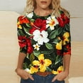 thumbnail image 2 of PuLe Long Sleeve Shirts for Women Womens 3/4 Length Sleeve Tops Casual Three Quarter Sleeve T-Shirts Round Neck Cute Tunic Tops Summer Blouses for Women 2024 ﻿, 2 of 5