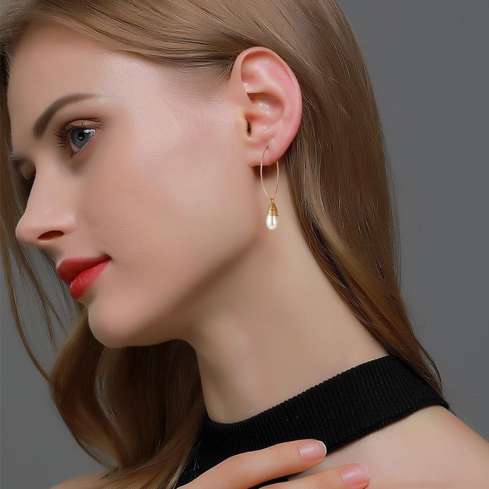 1 Box 70Pcs Round Earring Hoops Real 18K Gold Plated Brass Beading Eye Shaped Ear Findings for DIY Earring Craft Making
