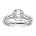 thumbnail image 5 of Solid 14k White Gold Round Halo Diamond Side-Stones with CZ Cubic Zirconia Center Stone Split Shank Engagement Ring Size 6.5, 5 of 8
