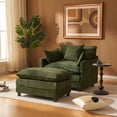 thumbnail image 7 of Lovableguy Modern Oversized Accent Chair with Ottoman,Chenille Deep Seat Upholstered Armchair,Comfy Single Sofa Couch for Living Room Bedroom Office Apartment,Green, 7 of 7