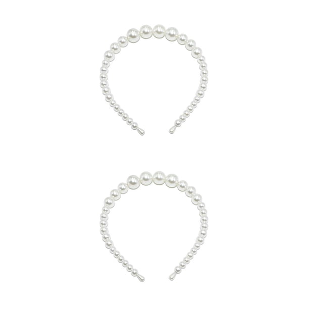Diadema Blanca Qarigey Resistente al Desgaste Universal Estilo Simple Elegante 18mm 4 Perlas Grandes