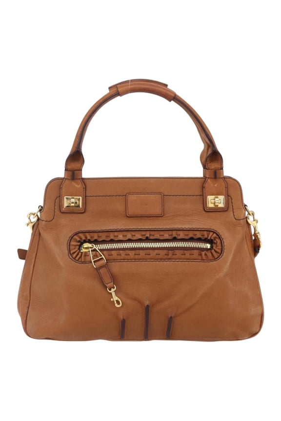Pre-Owned Chloe Margaret Handbag Leather Brown Leather Handbag