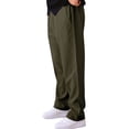thumbnail image 2 of Men's Drawstring Waist Seamed Straight Leg Casual Pants Green M, 2 of 10