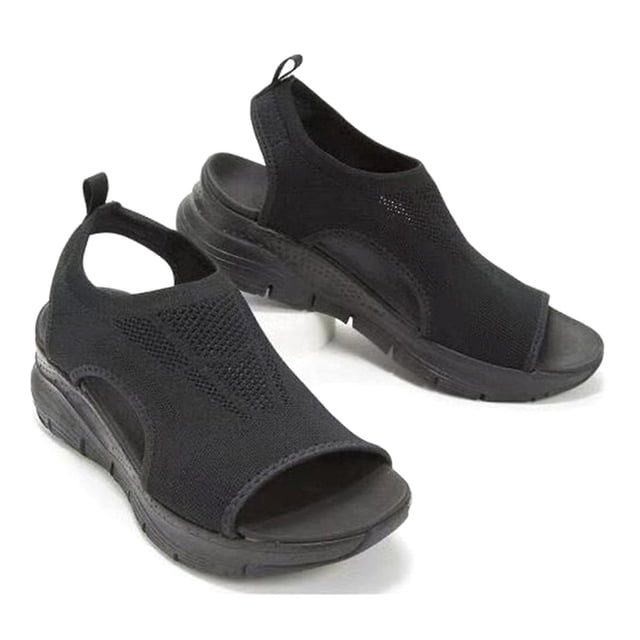Sandalias de playa de suela gruesa para mujer, sandalias suaves y anchas con parte superior de cuero para ir de compras, conducir y caminar