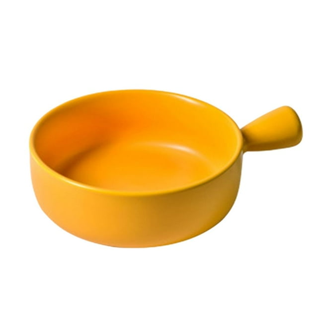 Cuenco nórdico redondo para sopa con asa, para sopa, ensalada de frutas, postres, bandeja para hornear Amarillo