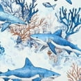 thumbnail image 6 of SHERONV Sharks Corals Watercolor Round Tablecloth Stain-Resistant 100% Polyester 38"-42, 6 of 8
