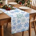 thumbnail image 2 of Table Runner 36 Inch Long - Watercolor Winter SnowflakeDecorative Table Scarf,Blue Green Seamless SnowflakesDining Table Runners for Wedding Party Kitchen Dining Tables, 2 of 9