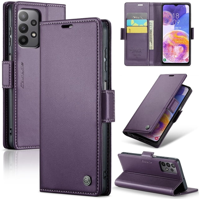 CaseMe Funda de Cuero para Samsung Galaxy A23 5G con Bloqueo RFID, para Samsung Galaxy A23 5G Funda para Mujer Hombre Tarjetero Cierre Magnético Funda Tipo Folio para Samsung Galaxy A23 5G