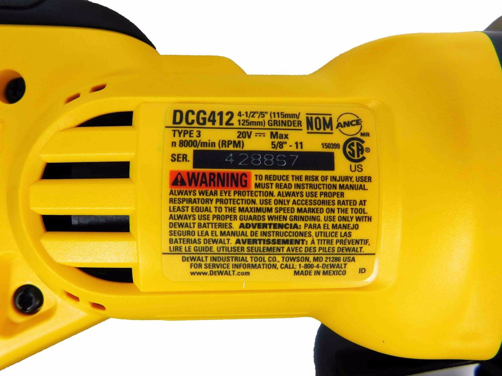 Dewalt Grinder DCG412 20V Cordless Cut-Off Tool DCB204x2 4.0Ah Battery 